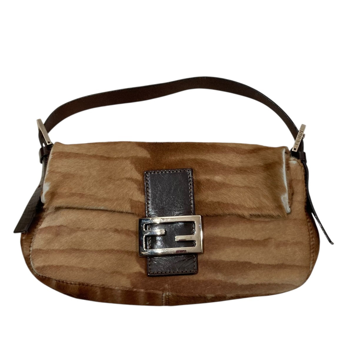 FENDI(フェンディ) ハラコ マンマバケットハンドバッグ ブラウン