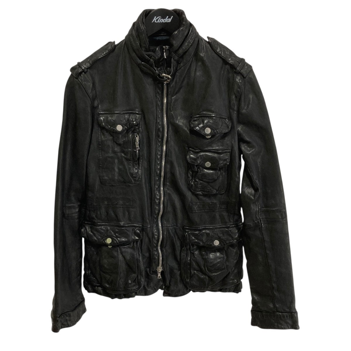 正規品ラスト一点 ニールバレット レザージャケット レディース Neil Barrett (ニールバレット) Leather Front Sweatshirt Biker