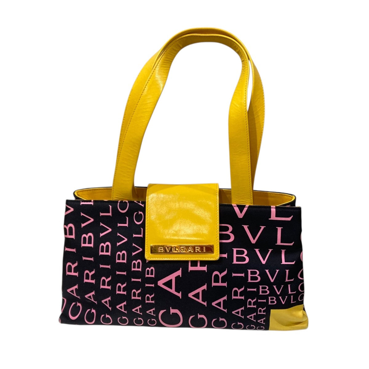 ブルガリロゴマニアトートバック BVLGARI(ブルガリ) ロゴマニアトートバッグ イエロー×ネイビー｜【公式