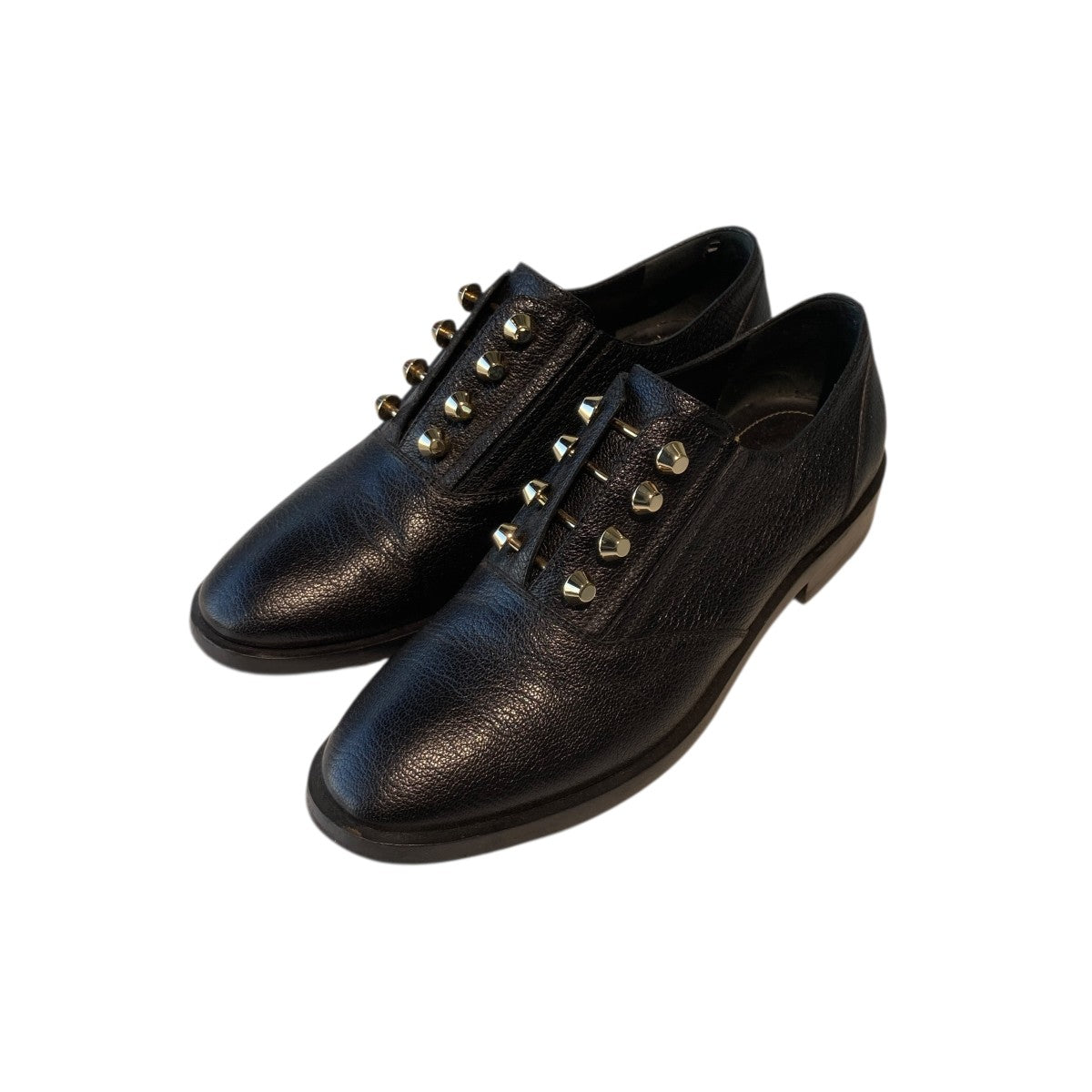 BALENCIAGA（バレンシアガ） ブラックレザー スタッズ ドレスシューズ BALENCIAGA(バレンシアガ) スタッズレザーシューズ357843 357843