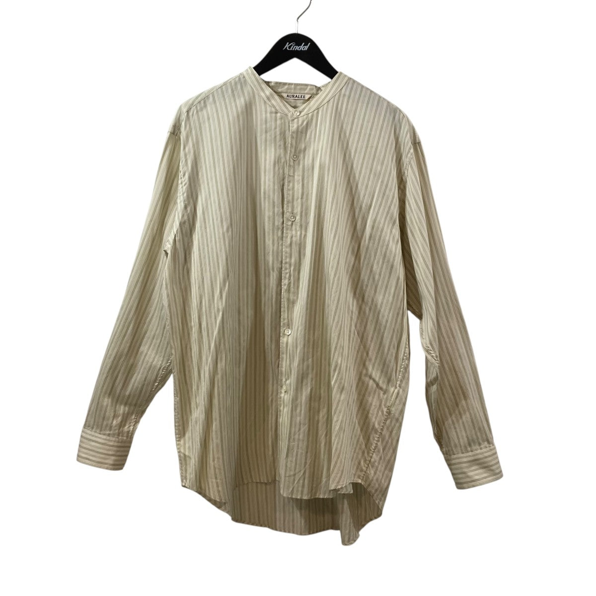 AURALEE(オーラリー) COTTON SILK STRIPE STAND COLLAR SHIRTバンド