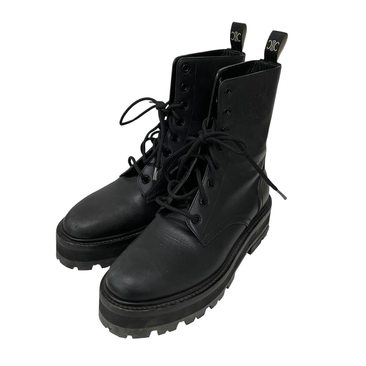 【新作】 ★CELINE★CAP★新品未使用★正規品★ Ｌsize★ブラック★ CELINE(セリーヌ) 編み上げブーツ ブラック サイズ 39｜【公式