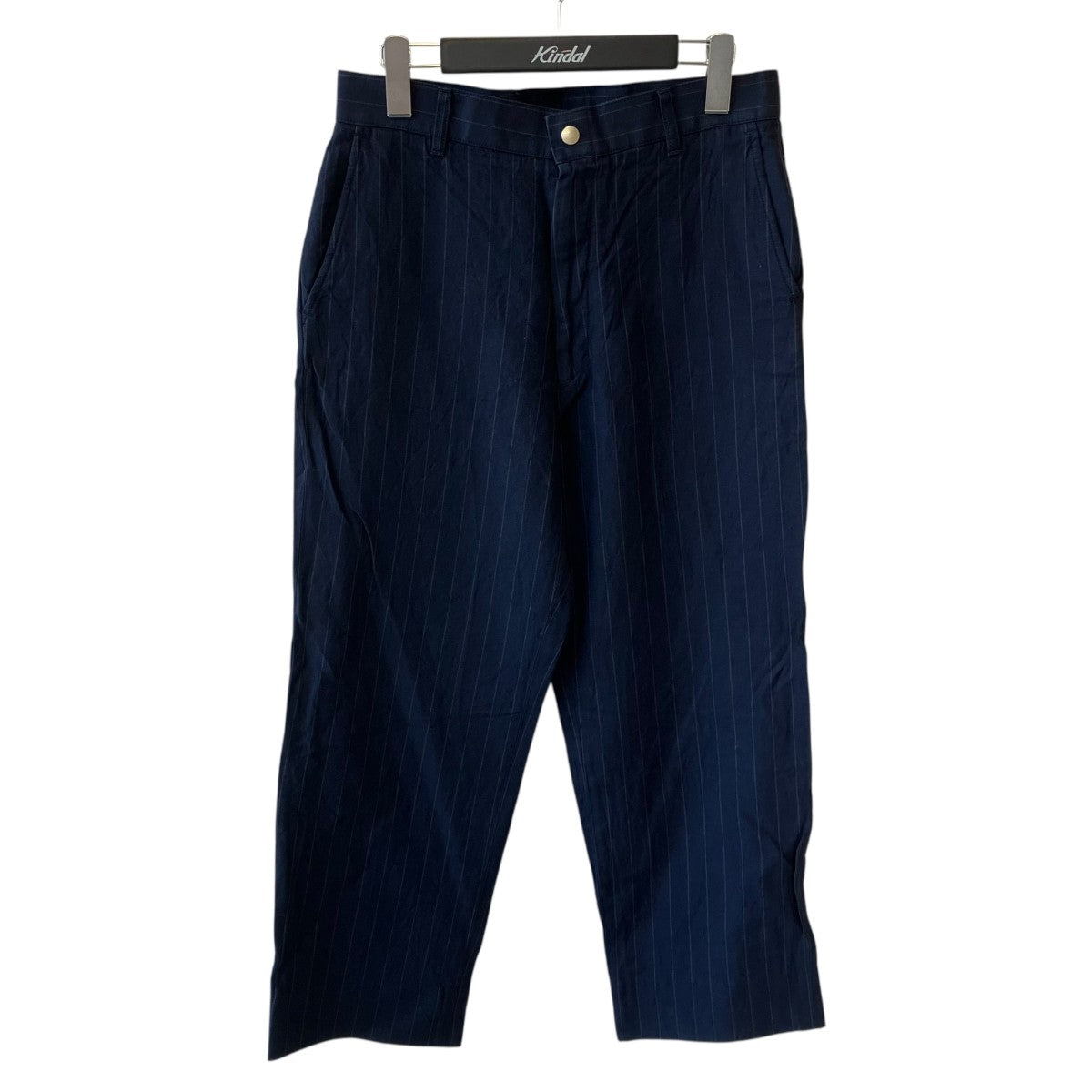 sunny_paddle SO ネイビースラックス 46 極美品 Willow Pants(ウィローパンツ) ストライプスラックス ネイビー サイズ