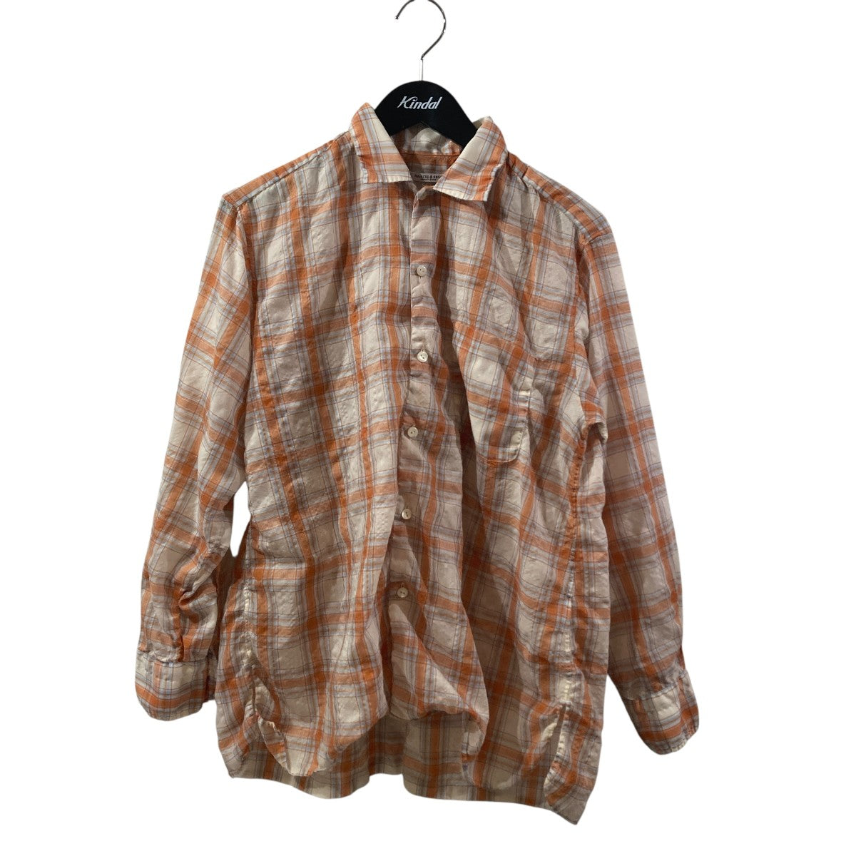 WOOL ONE PIECE COLLAR SHIRTSチェック長袖シャツMT4103-0609