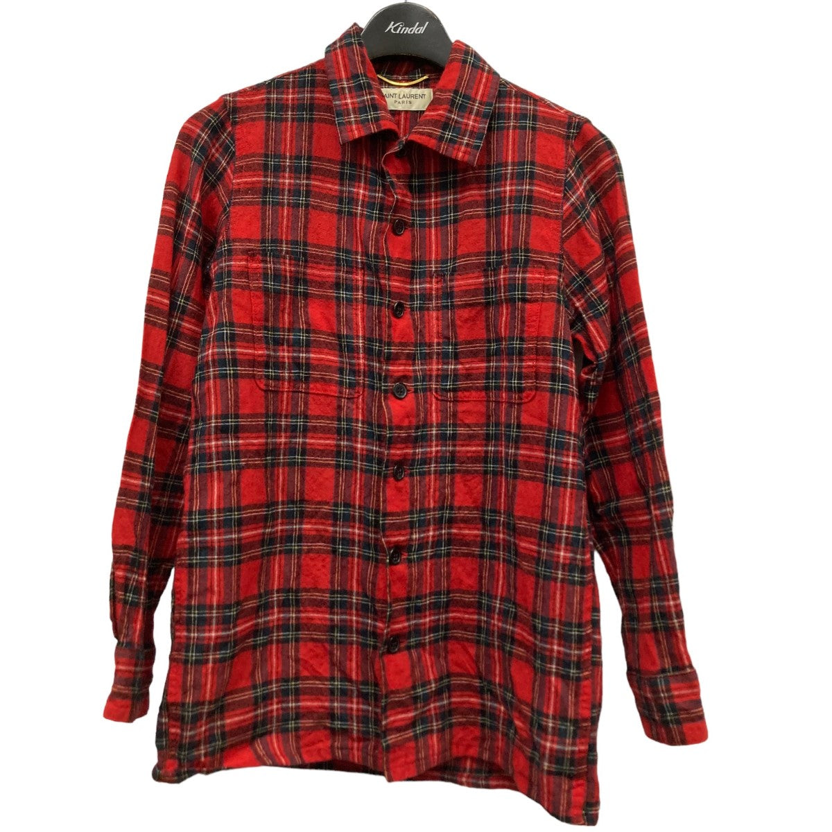 SAINT LAURENT® サンローラン ブロックチェックシャツ 赤黒 39 - www ...