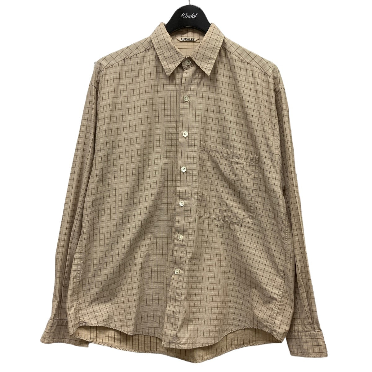 AURALEE(オーラリー) WASHED FINX TWILL BIG SHIRTSチェックシャツA8AS02TN A8AS02TN ベージュ  サイズ 3｜【公式】カインドオルオンライン ブランド古着・中古通販【kindal】