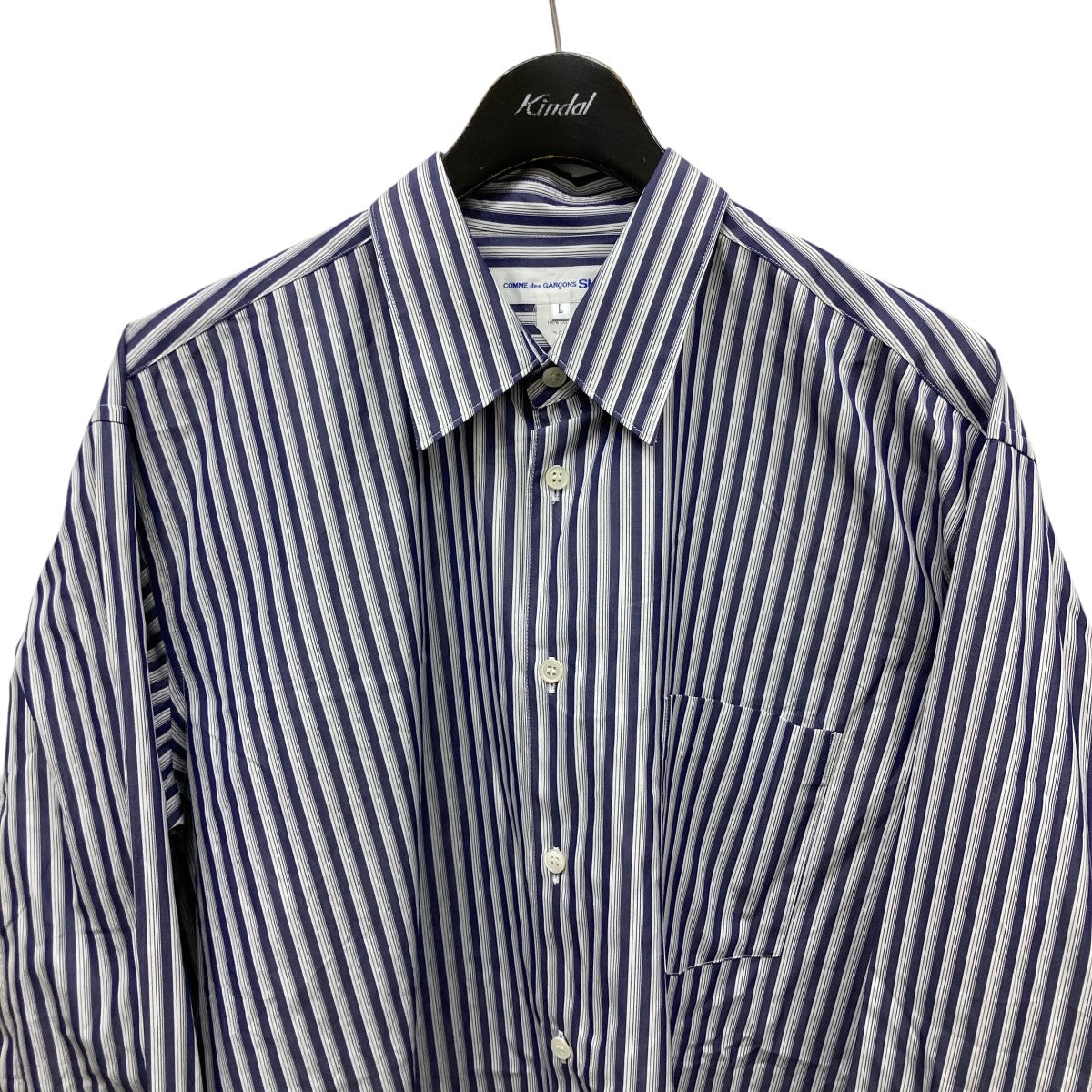 COMME des GARCONS SHIRT yarn dyed cotton stripe poplin shape 1コットンポプリンストライプレギュラーカラーシャツFZ-B220 古着・中古-3枚目のアイテム画像