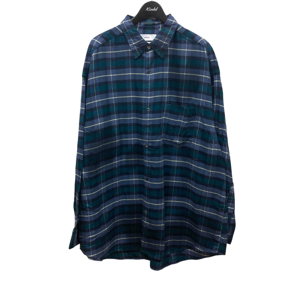 Graphpaper(グラフペーパー) 23AWCheck Flannel Oversized Regular Collar  ShirtチェックシャツGM233-50284 GM233-50284 ネイビー×グリーン サイズ F｜【公式】カインドオルオンライン  ブランド古着・中古通販【kindal】 メンズ 夏物 L New Yorker グラフチェック ...