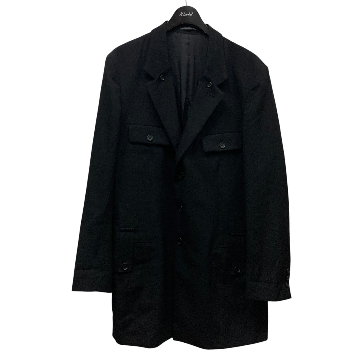 ジャケット・アウター Yohji Yamamoto POUR HOMME HV-J19-100 WOOL GABARDINE COLLAR BUTTON JACKET(S Black): Vintage 1.1