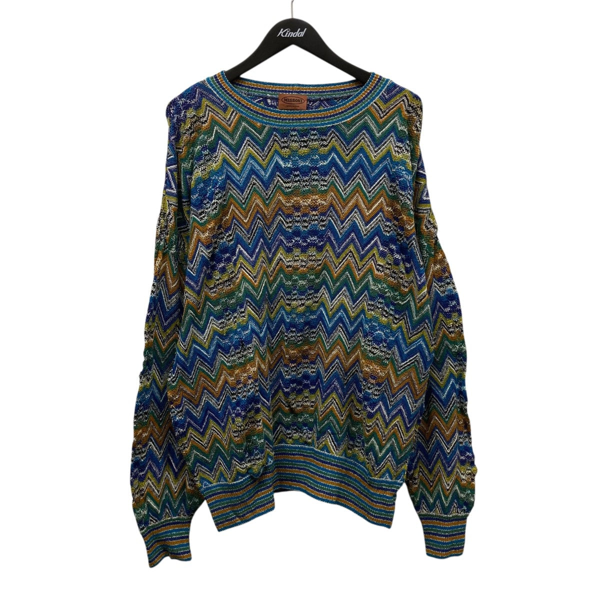 G1791*MISSONI ミッソーニ☆総柄☆ニット☆セーター☆紺ネイビー☆44 MISSONI（ミッソーニ）ニット・セーター 青 サイズ:48(L位