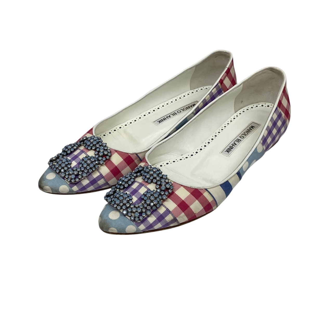 Manolo Blahnik(マノロブラニク) ドットギンガムチェックパンプス
