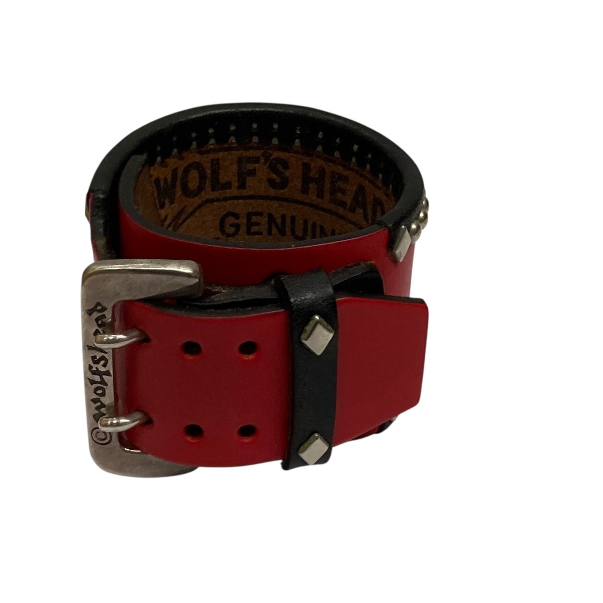 WOLF'SHEAD(ウルフズヘッド) レザーバングル レッド サイズ 表記無し