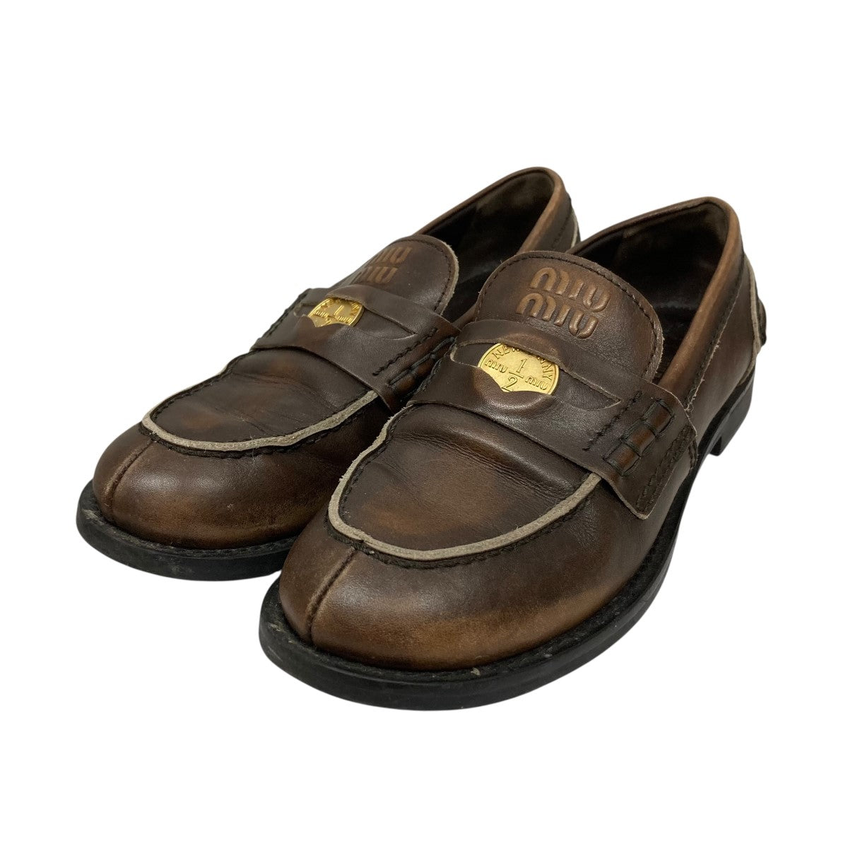 MIU MIU(ミュウミュウ) コインローファー ブラウン サイズ 351/2｜【公式】カインドオルオンライン ブランド古着・中古通販【kindal】