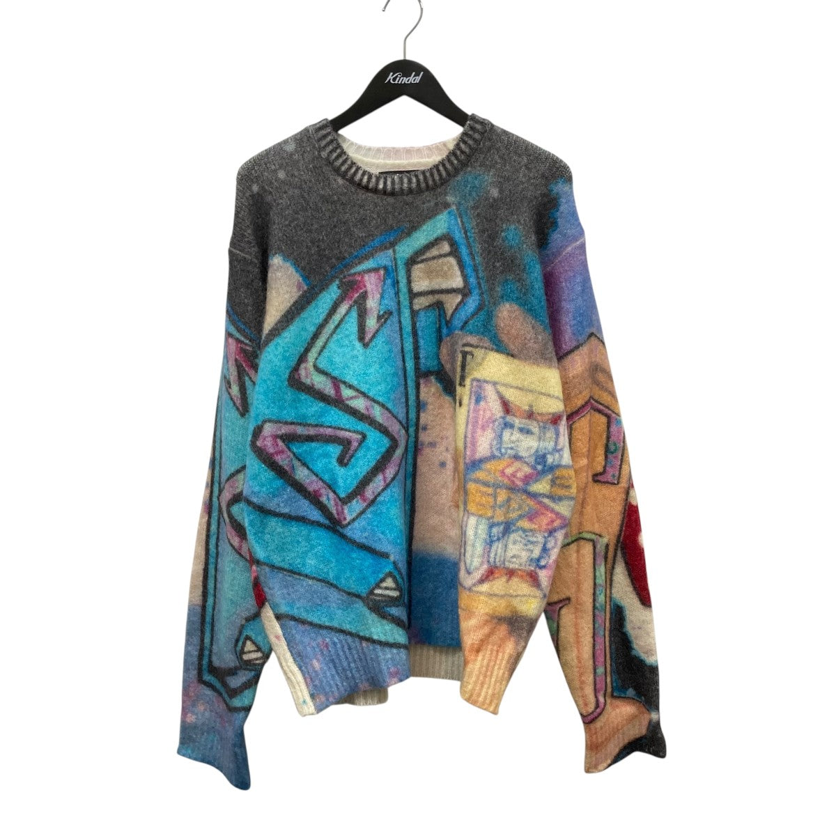 stussy(ステューシー) 22AWGoldie Sweater総柄ニット グレー×ブルー