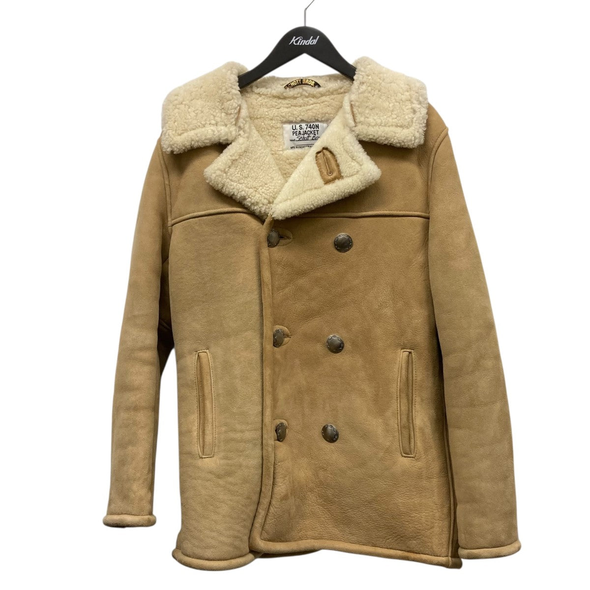 Schott×Ron Herman BrosムートンPコート7470 7470 ベージュ サイズ L