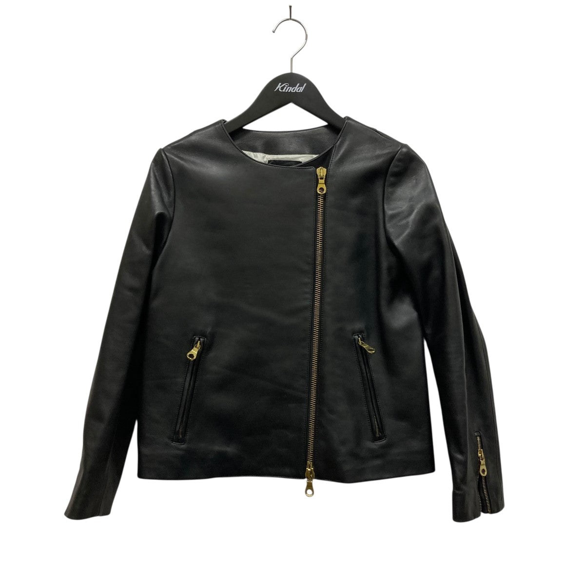 Cinquanta×TOMORROW LAND レザーノーカラーダブルライダースジャケット