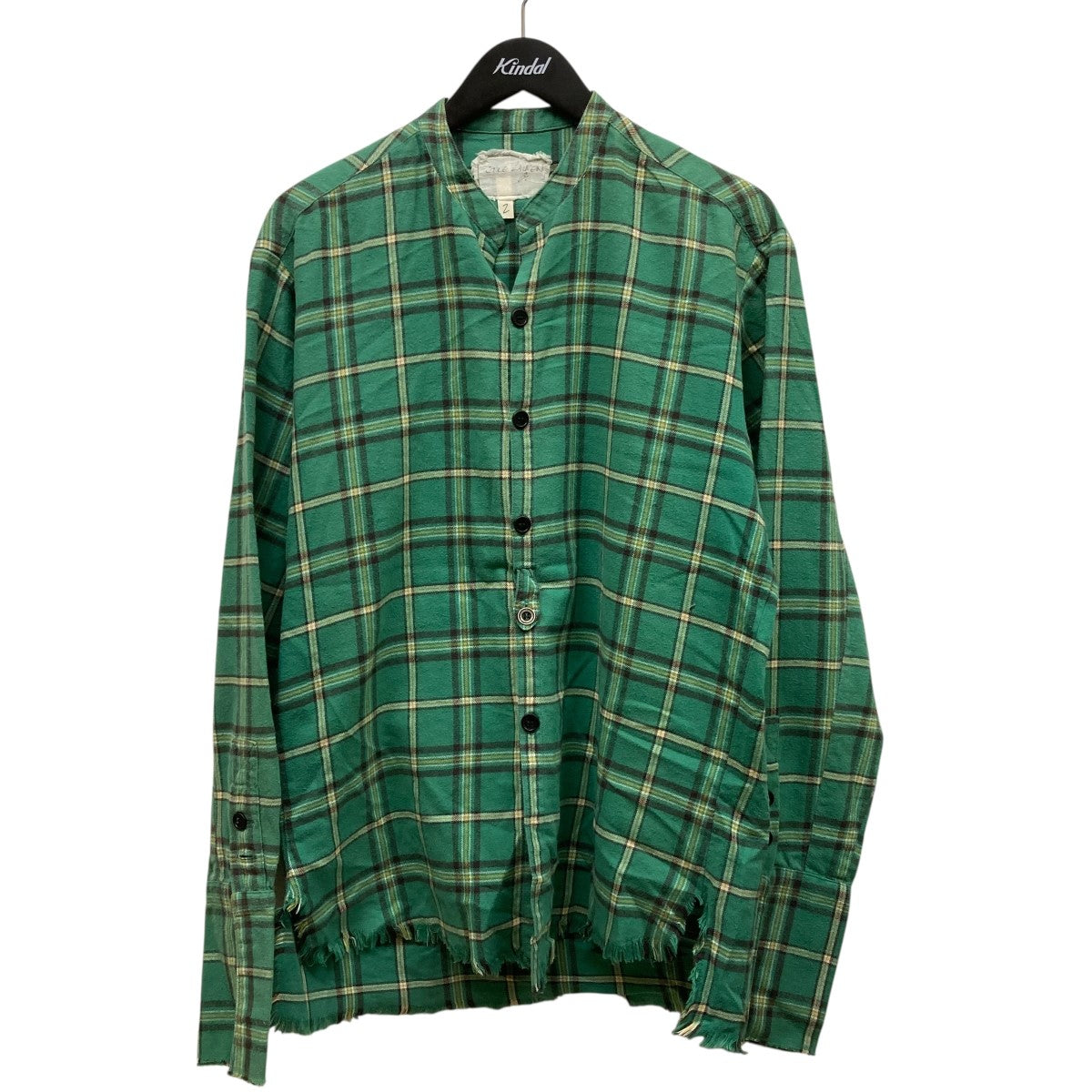 GREG LAUREN(グレッグローレン) ノーカラーチェック長袖シャツGKG