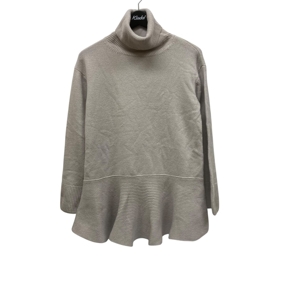 カシミヤ混ペプラムフレアタートルネックニット40008