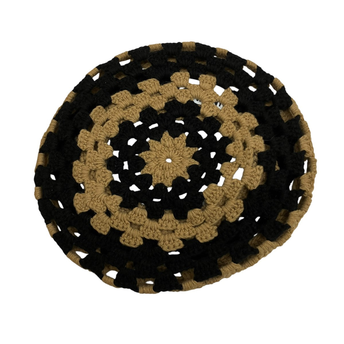 GANNI ベレー帽　クロシェ編み Ganni(ガニー) Lambswool Crochet Beretクロシェベレー帽 ブラウン