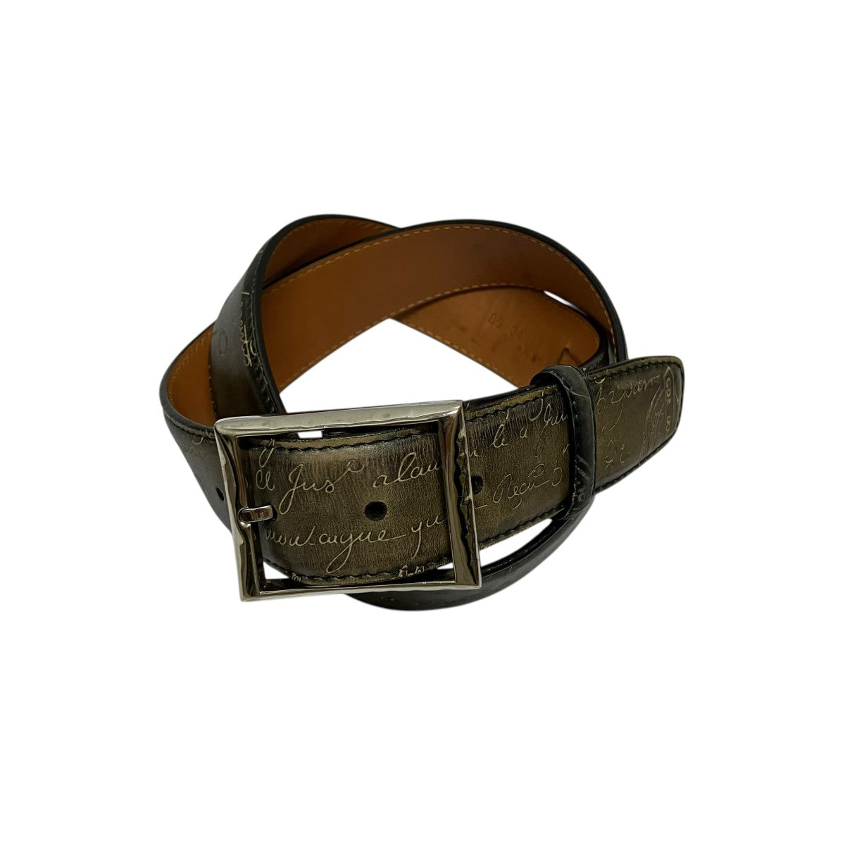 Berluti ベルルッティ レザーベルト カリグラフィ 85 34 Berluti(ベルルッティ) カリグラフィレザーベルト ブラック サイズ 85