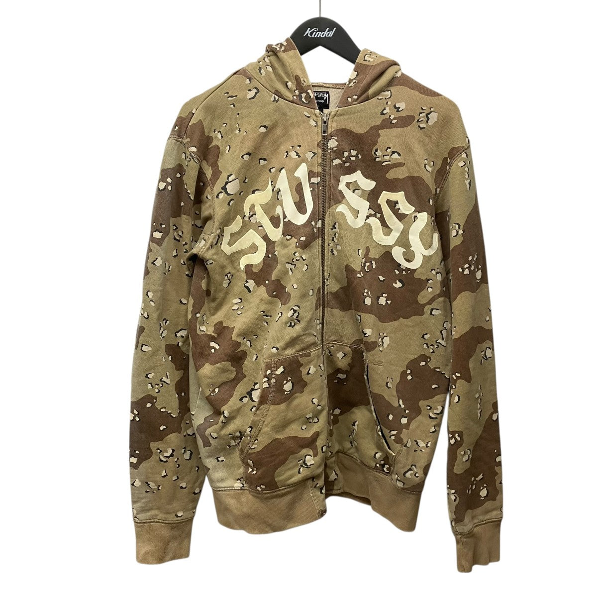 ご*ん様 00s OLD STUSSY タイガーカモ　ジップパーカー　オールドス stussy(ステューシー) カモ柄ジップパーカー ベージュ サイズ M