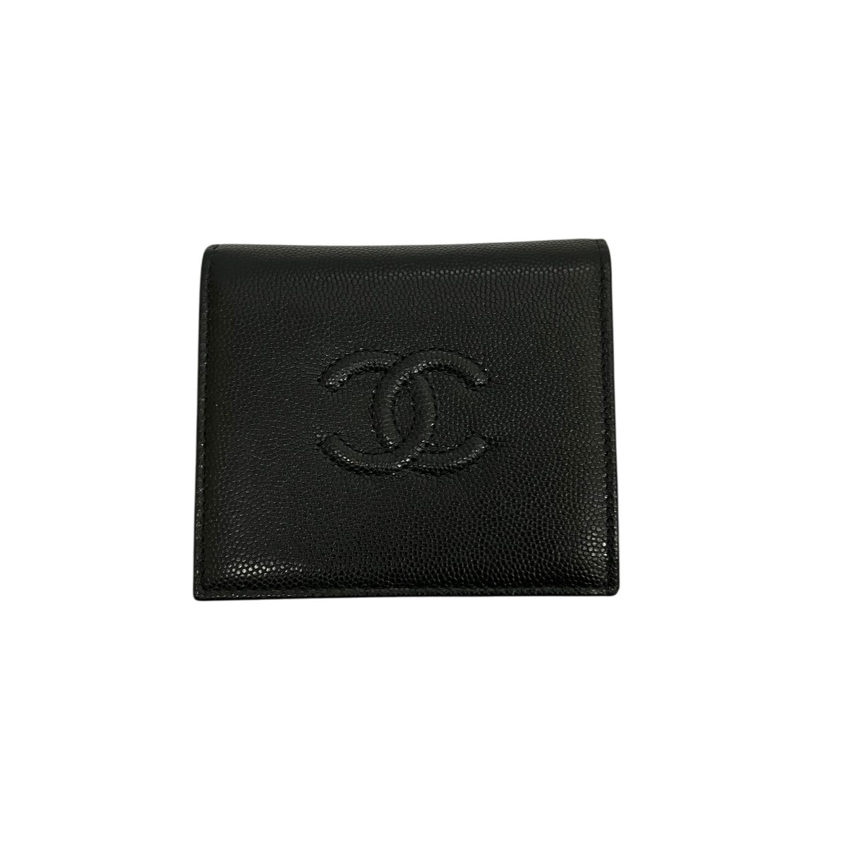 シャネル　二つ折り財布 ココマーク キャビアスキン WホックCHANEL CHANEL シャネル キャビアスキン Wホック 二つ折り 財布 ココマーク