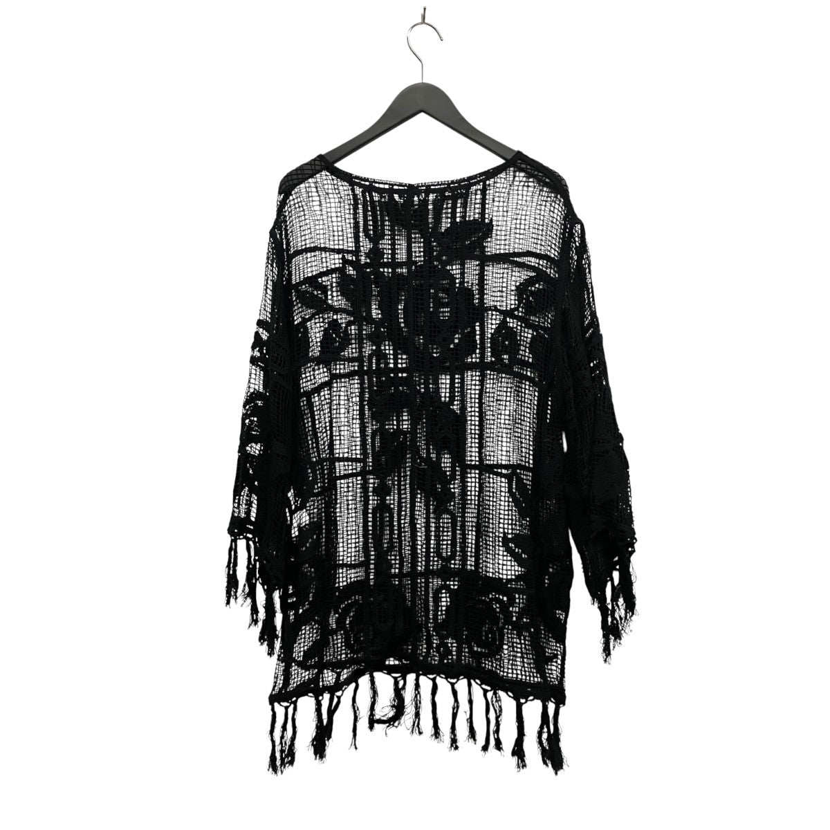 MEDI LOOSE MESH FLOWER KNIT TOPSメッシュレースロングスリーブカットソー0225101610910