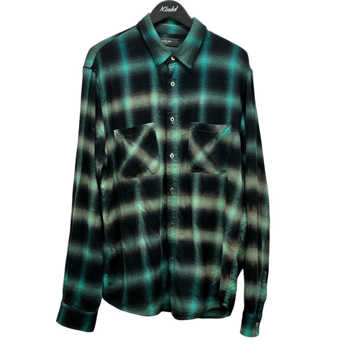 AMIRI(アミリ) チェック柄オンブレチェックシャツ グリーン×ブラック