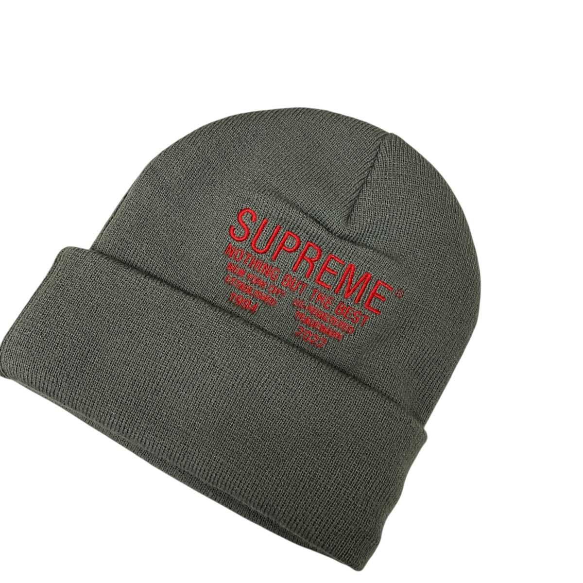 Supreme(シュプリーム) ロゴ刺しゅうニットキャップ グレー サイズ ONE