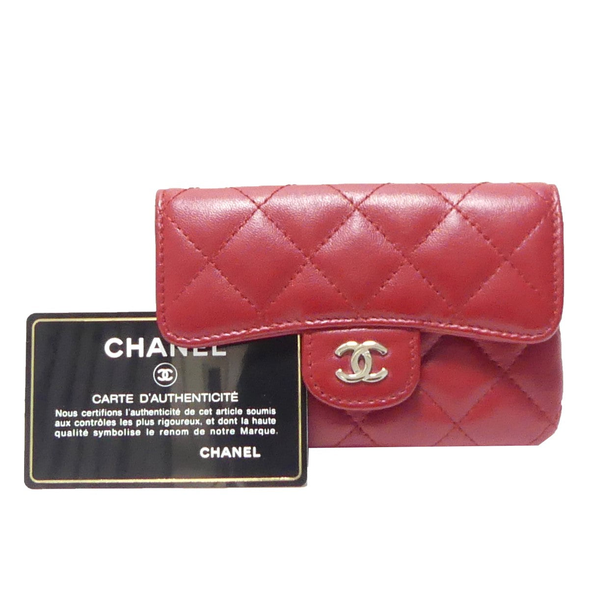 CHANEL(シャネル) ココマーク マトラッセ ラムスキン カードコインケース フラグメントケース 17番台(2013年頃製造) レッド サイズ  15｜【公式】カインドオルオンライン ブランド古着・中古通販【kindal】