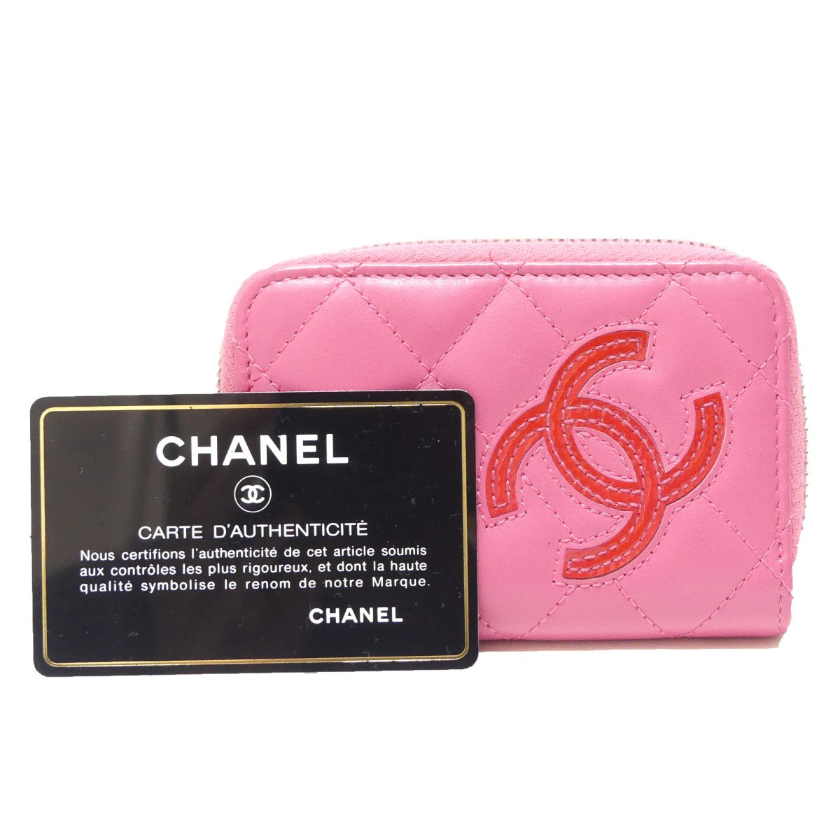 CHANEL(シャネル) ココマーク マトラッセ ラウンドジップ コインケース ピンク レディース 財布・小物 中古・古着