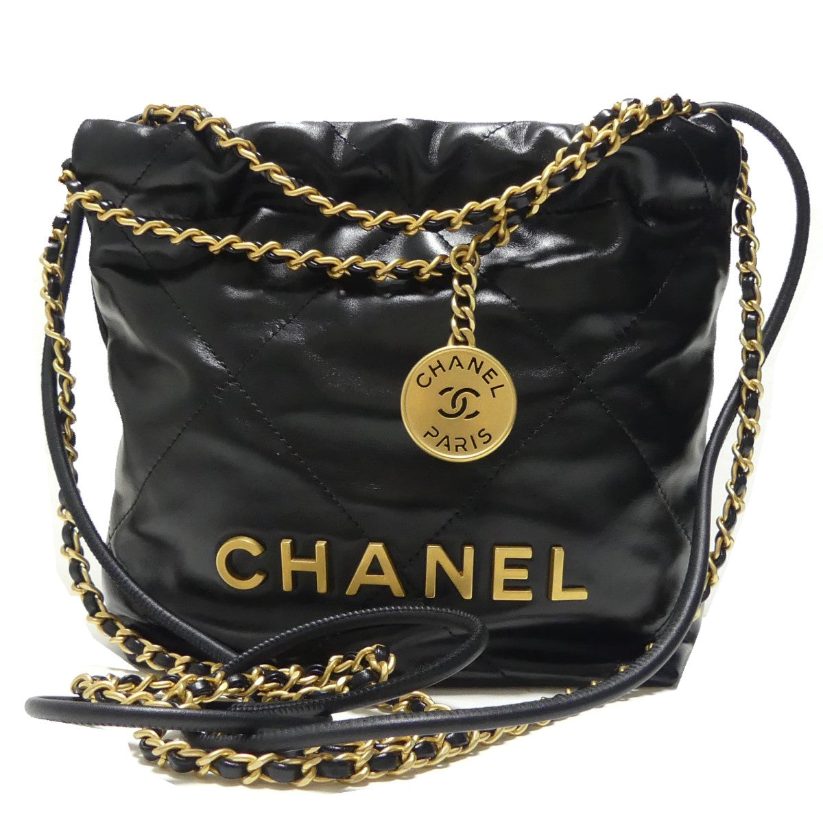 CHANEL(シャネル) マトラッセ シャネル22 シャイニーカーフスキン ミニチェーンショルダーバッグ AS3980 -  ブラック×ゴールド｜【公式】カインドオルオンライン ブランド古着・中古通販【kindal】