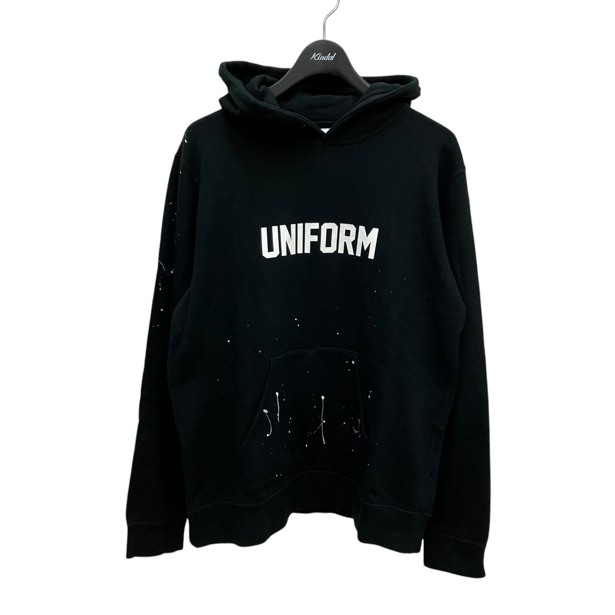 uniform experiment(ユニフォームエクスペリメント) DRIPPING LOGO PULLOVER HOODYペンキ加工プルオーバー パーカーUE-170066 UE-170066 ブラック サイズ 2｜【公式】カインドオルオンライン ブランド古着・中古通販【kindal】