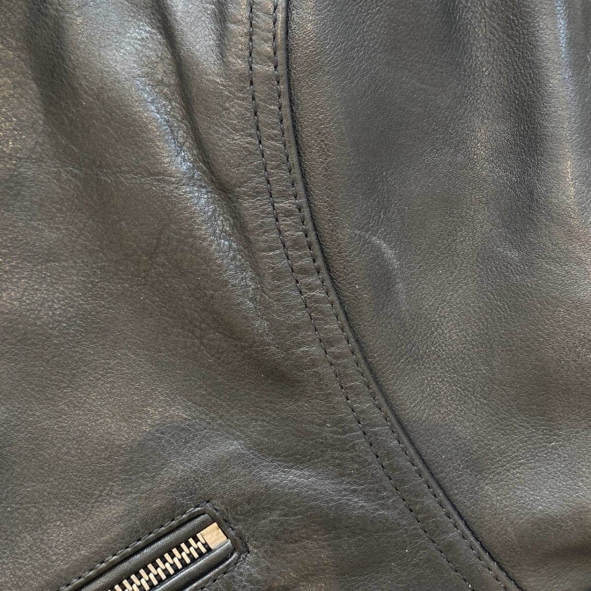 Black 6-Zip Trucker JacketレザージャケットRN171298