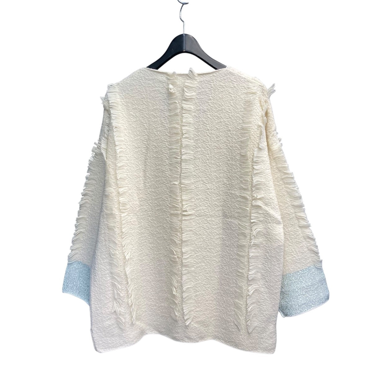 KNIT122 カットジャガードフリンジ チュニック長袖ニット