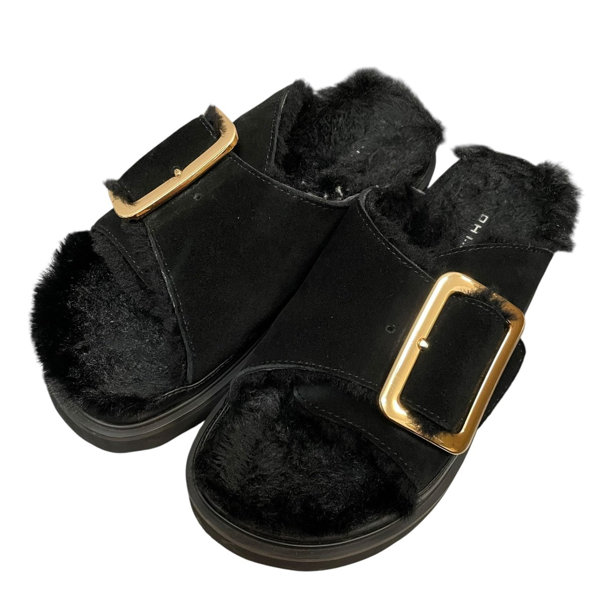 新品未使用品　MOHI ファー付きサンダル ブラック 38 MOHI(モヒ) ファーサンダル 24093910000730 24093910000730