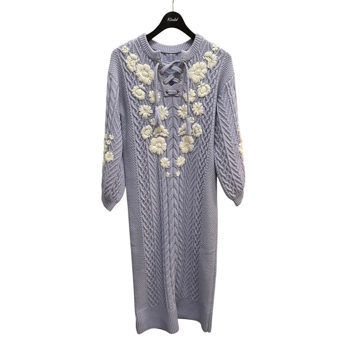 刺繍ケーブルニットワンピース0120433108