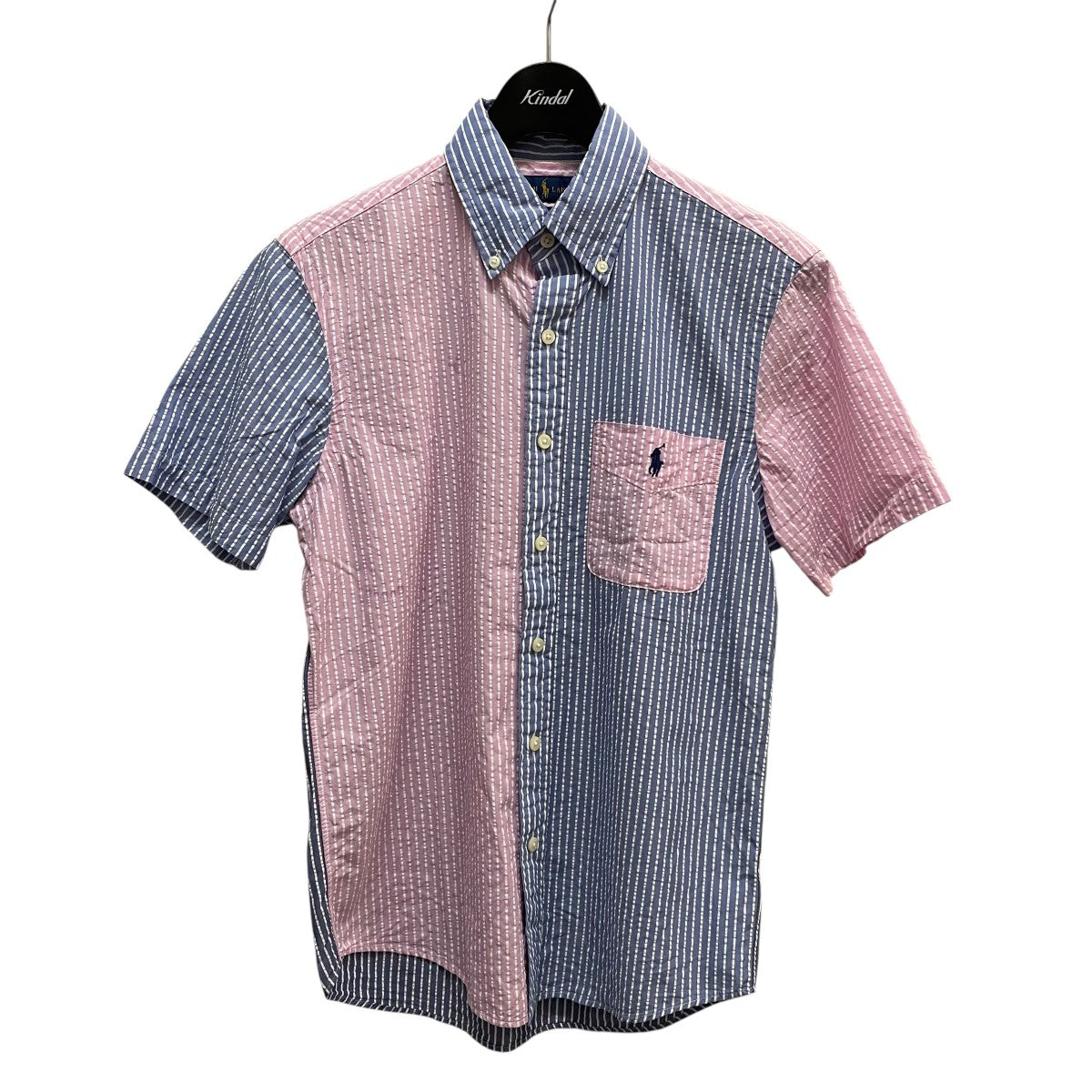 RALPH LAUREN(ラルフローレン) ストライプ半袖シャツ ブルー×ピンク 