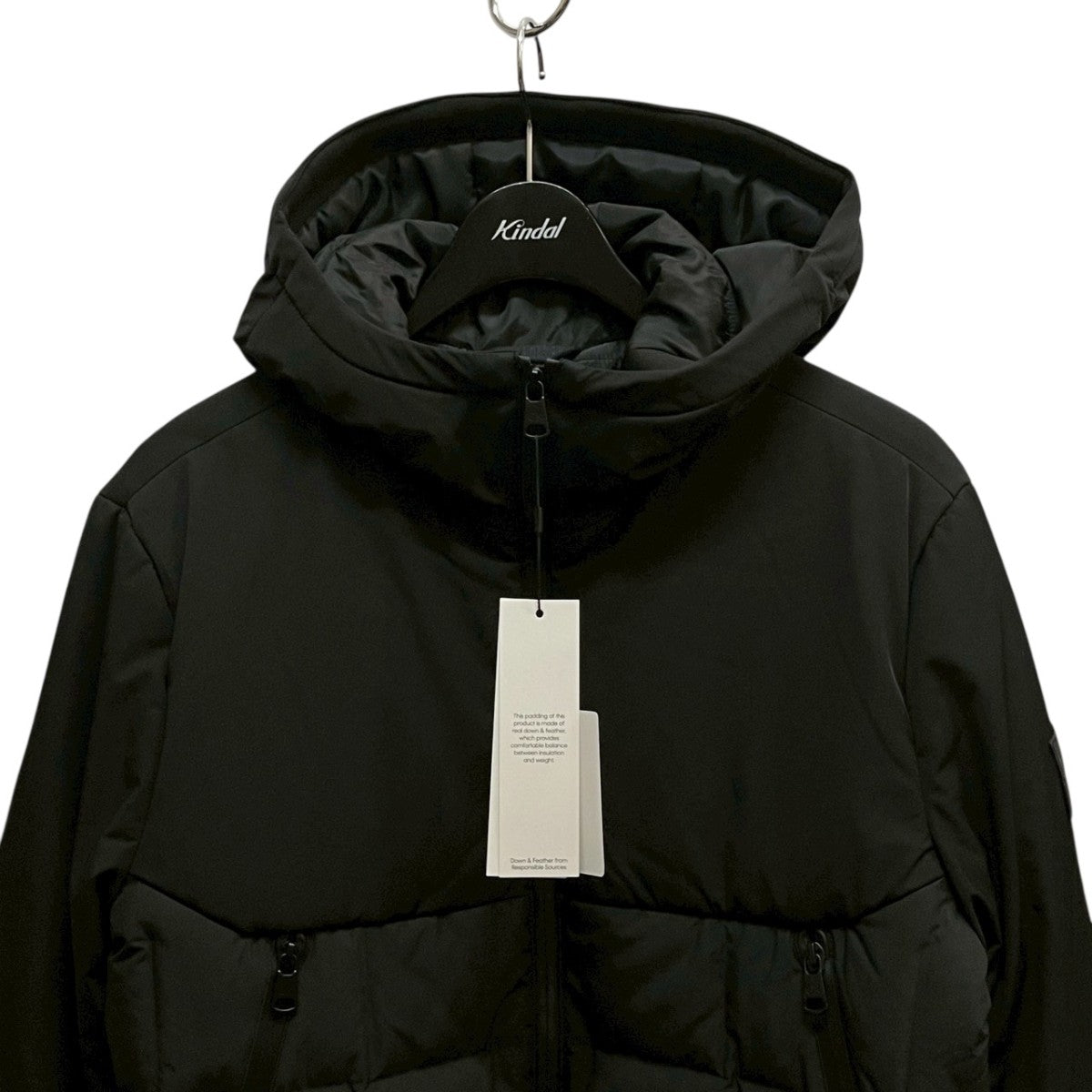 ステッチレスミックスメディアフーデッドダウンジャケット K110325