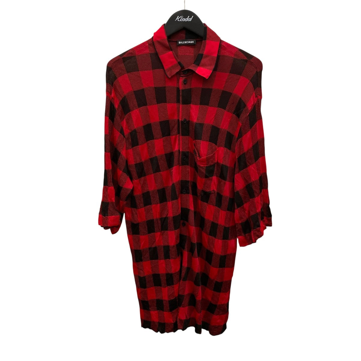 美品BALENCIAGA チェックシャツ BALENCIAGA(バレンシアガ) チェックシャツ621015 621015 レッド