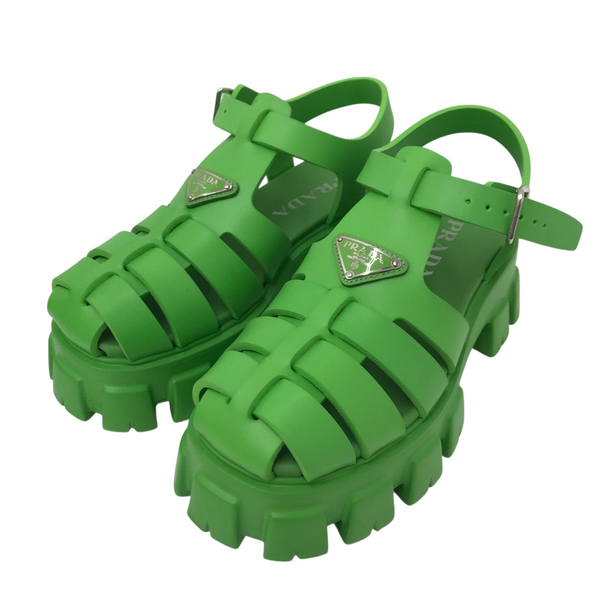 【美品】PRADA モノリス　グリーン ラバーサンダル　2X3083 PRADA(プラダ) 2X3083 モノリス ラバーサンダル グリーン｜【公式