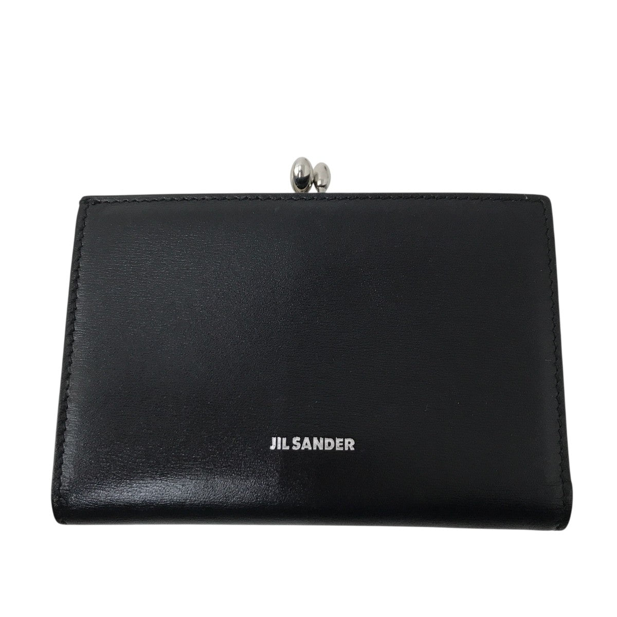 JIL SANDER 黒 レザー 二つ折り財布　がま口 ジルサンダーJIL SANDER ブラック 二つ折り財布がま口