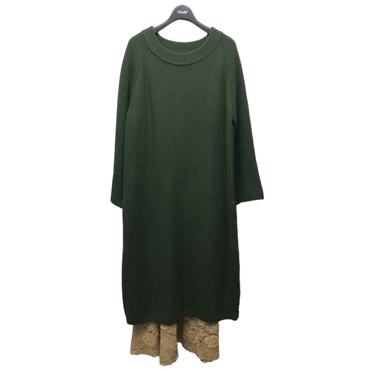 AMERI(アメリ) ｢ZIPPER LACE KNIT DRESS｣ジッパーレースニットワンピース 0282540560 モスグリーン×ベージュ  サイズ -｜【公式】カインドオルオンライン ブランド古着・中古通販【kindal】