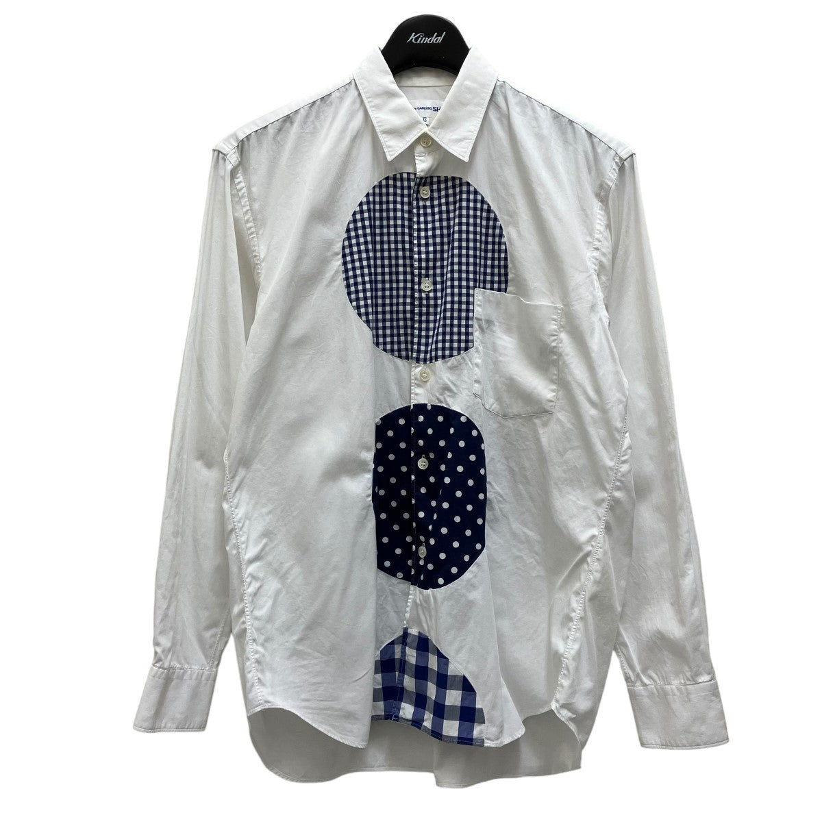 COMME des GARCONS SHIRT(コムデギャルソンシャツ) ドットデザインパッチワークシャツ ホワイト×ブルー サイズ  XS｜【公式】カインドオルオンライン ブランド古着・中古通販【kindal】