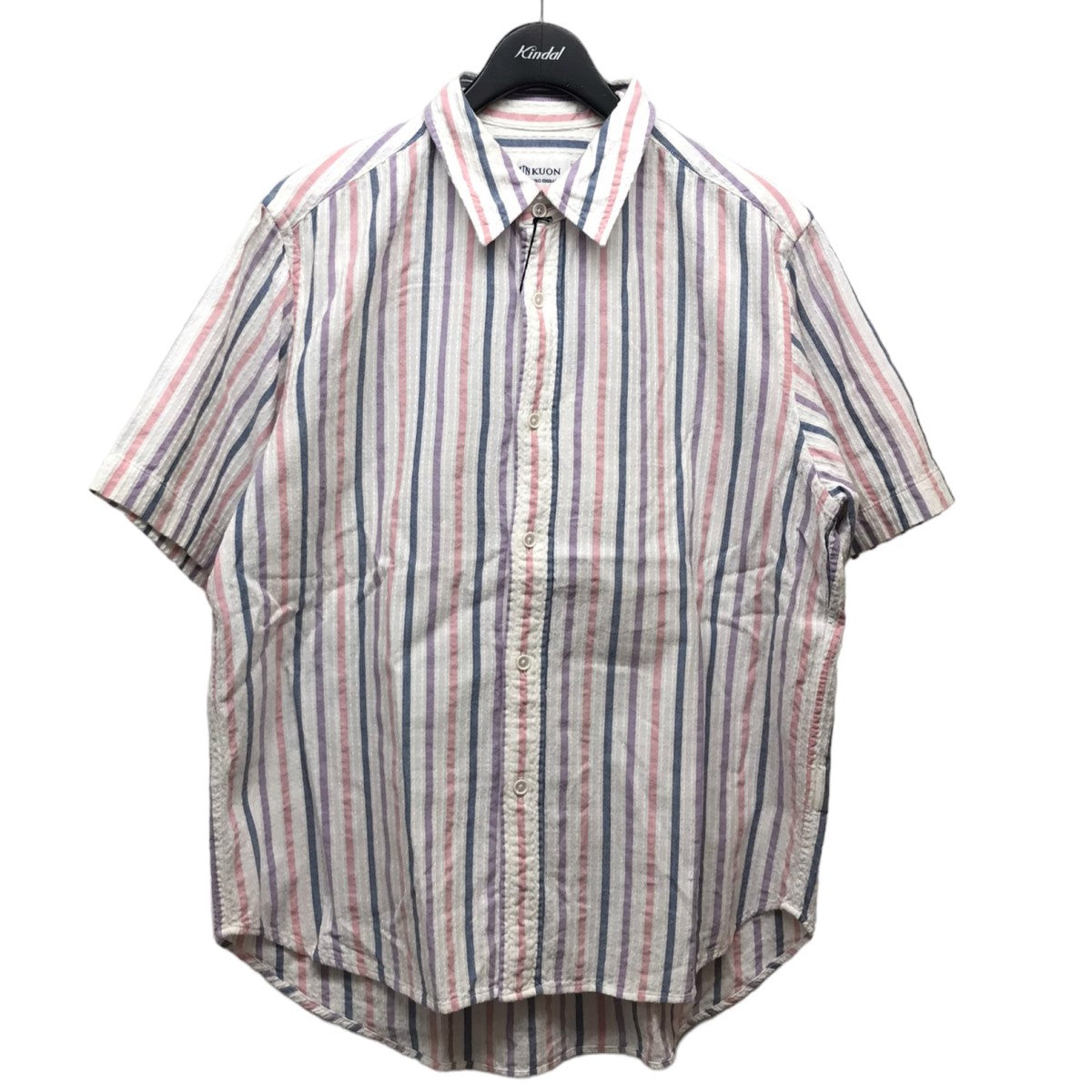 KUON(クオン) 「CANDY STRIPE SASHIKO Half Sleeve Shirt」 キャンディストライプシャツ  2101-SH0314 2101-SH0314 ストライプ サイズ S｜【公式】カインドオルオンライン ブランド古着・中古通販【kindal】