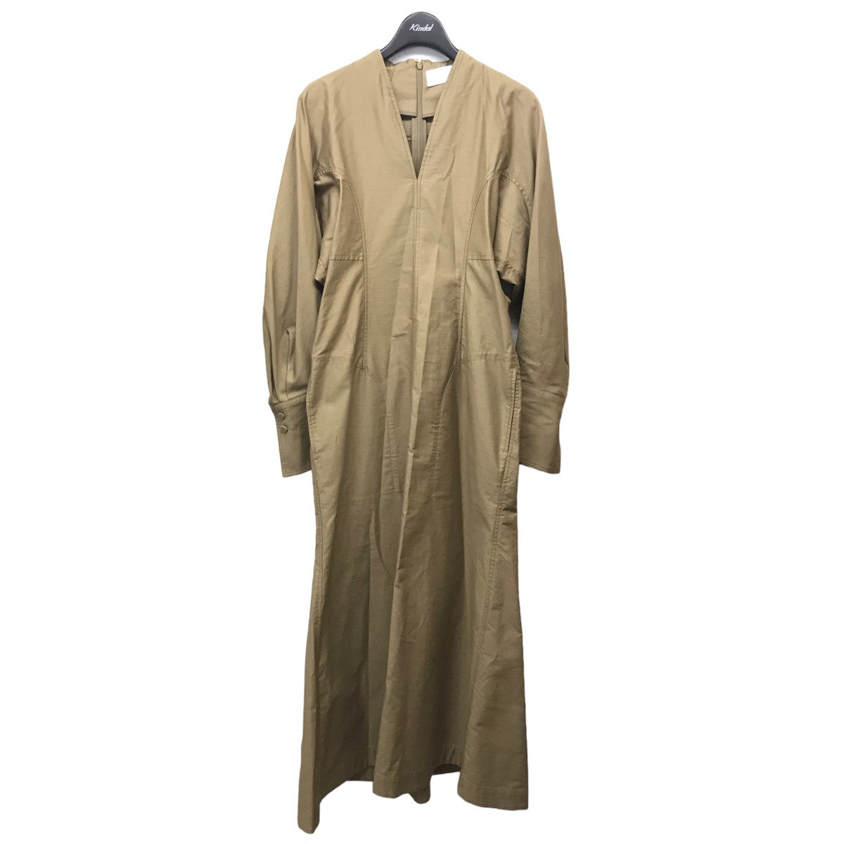 Mame kurogouchi(マメクロゴウチ) 「Military Cotton Deep Neck Dress」 ミリタリーコットンディープネックドレス MM22PS-DR712 ベージュ サイズ:2 レディース ワンピース 中古・古着
