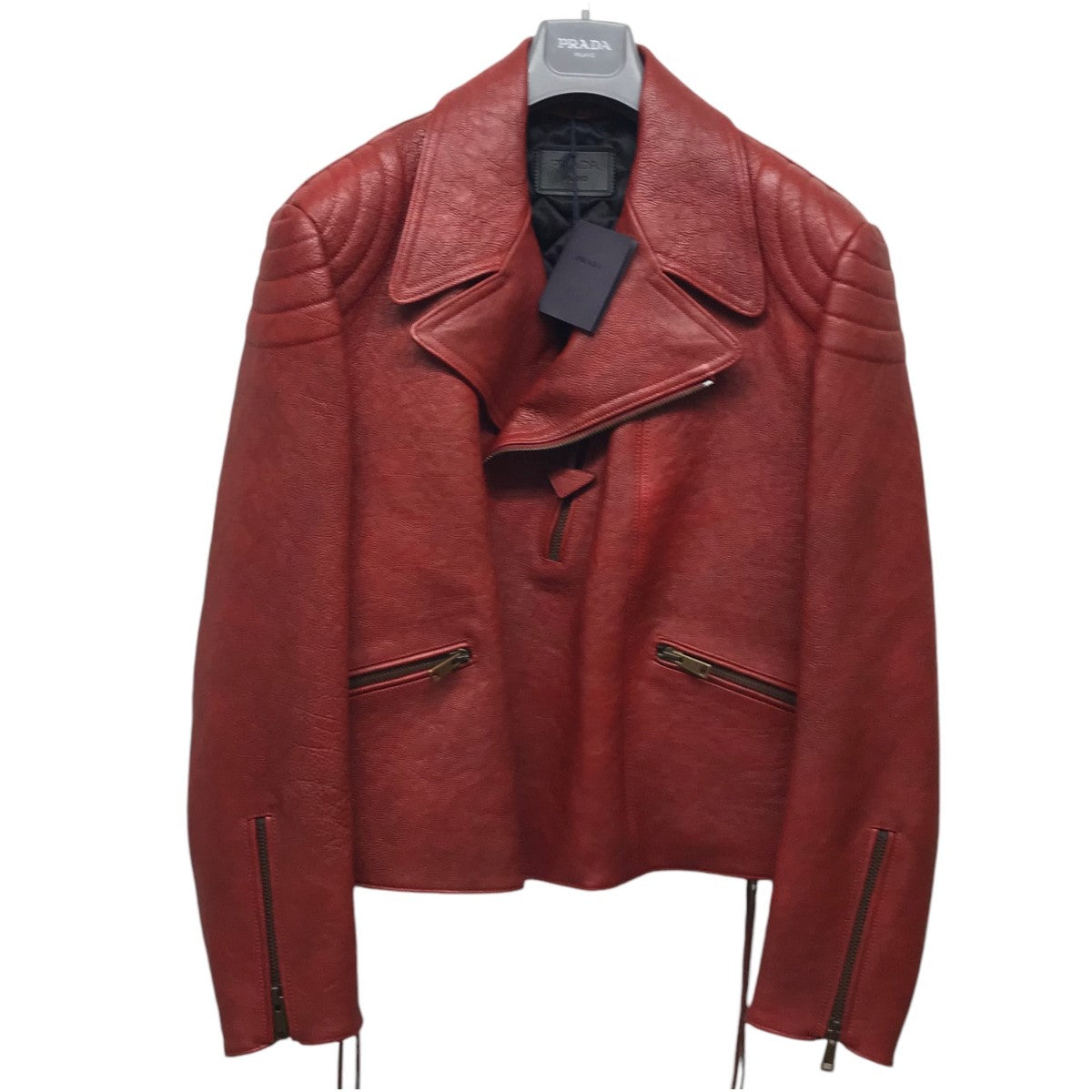PRADA(プラダ) ダブルライダースジャケット UPW416 レッド サイズ 50  