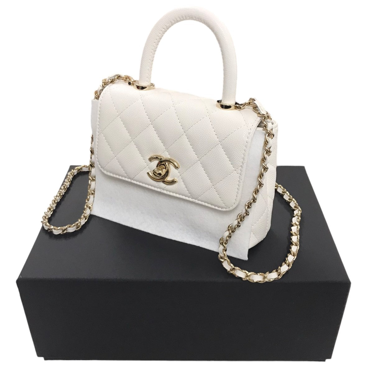 CHANEL(シャネル) ココハンドル14．5キャビアスキン2WAYハンドバッグ 