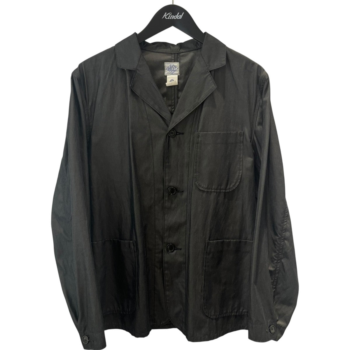 ポストオーバーオールズ ナイロンカバーオール 黒 3104-NT2 L 美品 POST O'ALLS(ポストオーバーオールズ) ブラックウォッチチェックウール