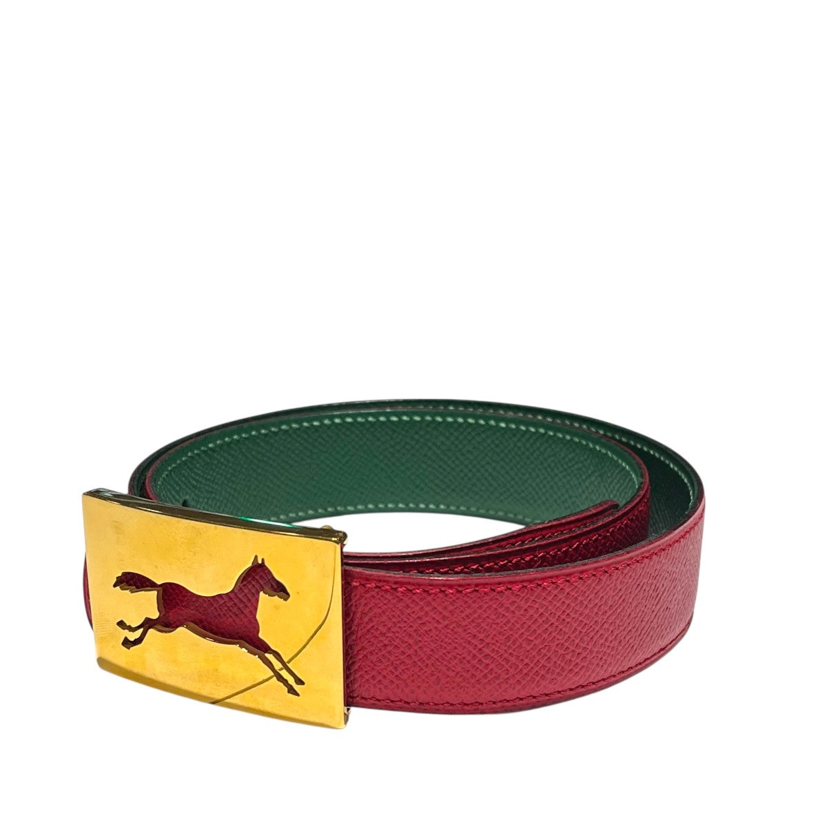 希少　HERMES エルメス ホースビット ベルト Z刻印 レザー レッド 希少 HERMES エルメス ホースビット ベルト Z刻印 レザー レッド 希少